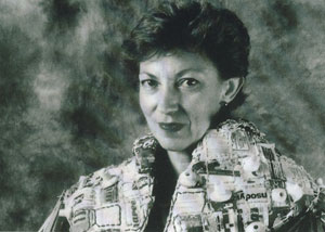 Ann Wizer, wearing one of her wearable art trash outfits